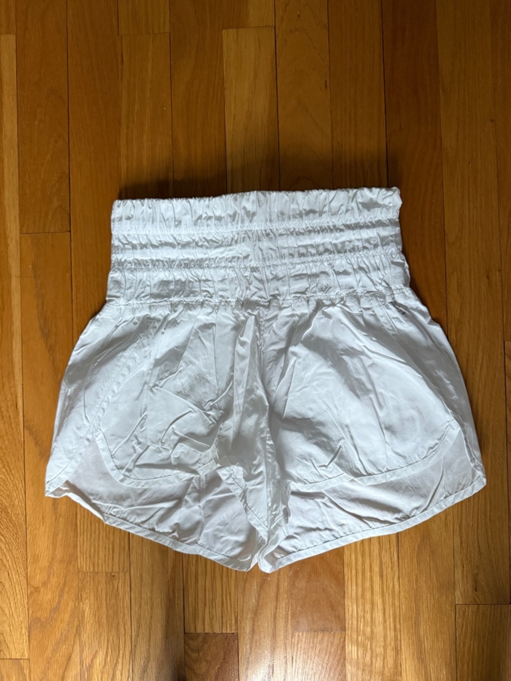 Free People White High-Waist Smocked Waist Shorts